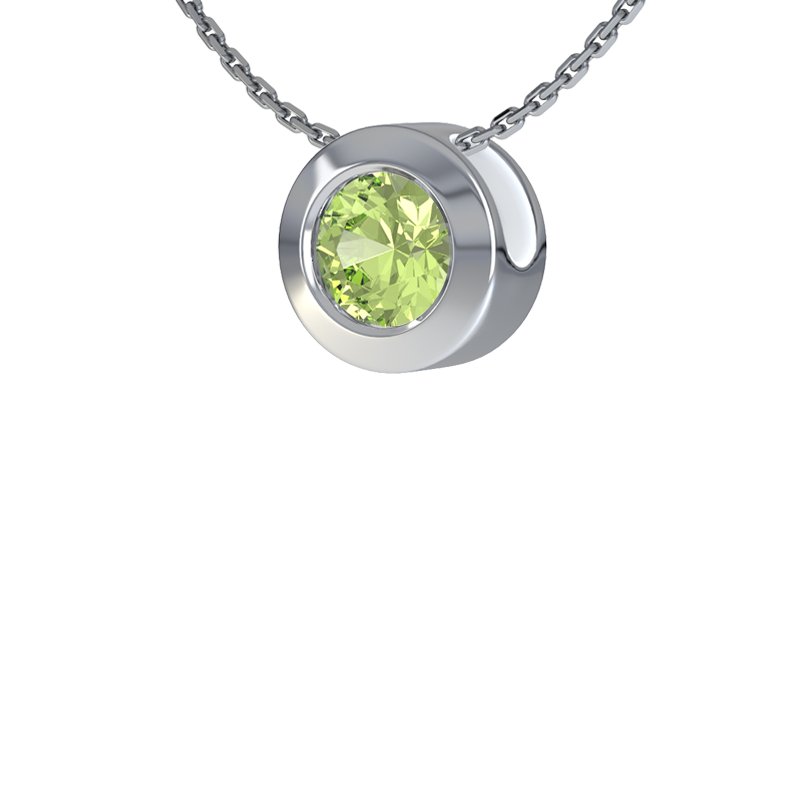 Peridot Weißgoldhalskette Havanna, Weißgold 585, von vorn