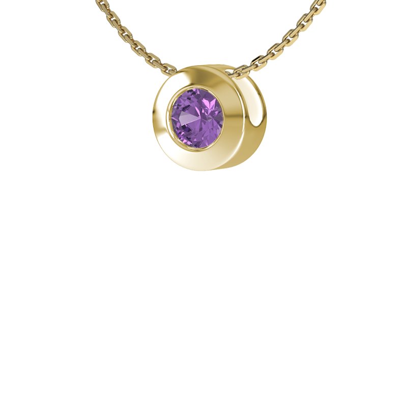 Amethyst Gelbgoldhalskette Helsinki, Gelbgold 585, von vorn