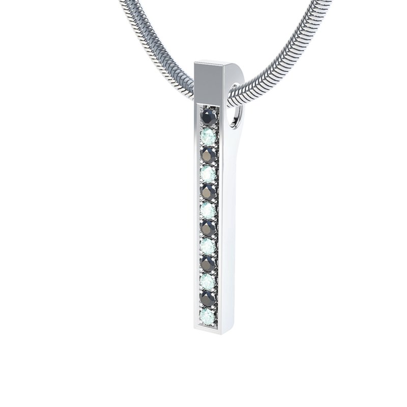 Diamant Schwarz Sterlingsilberhalskette Iris, Sterlingsilber 925, von vorn