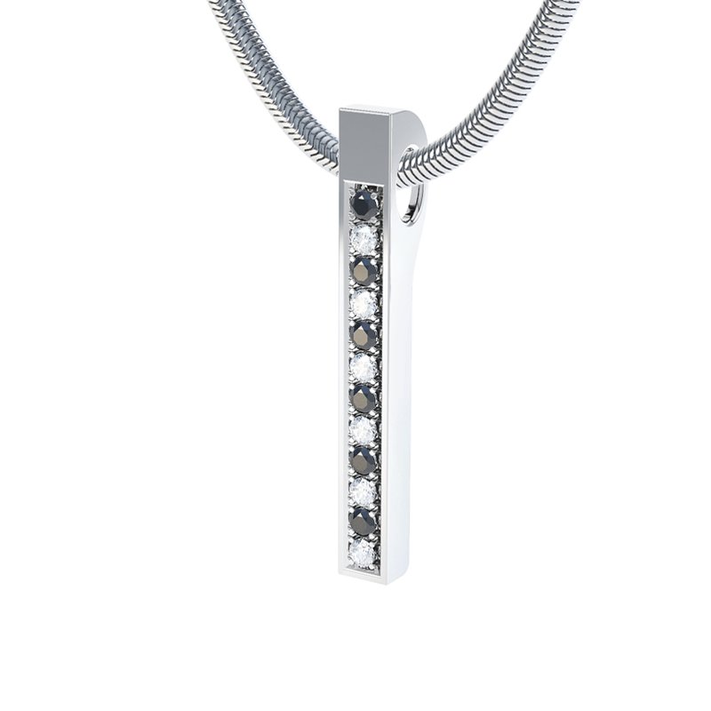 Diamant Schwarz Sterlingsilberhalskette Iris, Sterlingsilber 925, von vorn