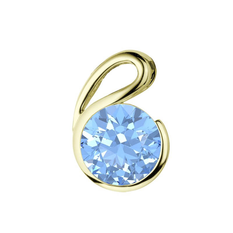 Blauer Topas Gelbgoldhalskette Isla Style, Gelbgold 375, von vorn