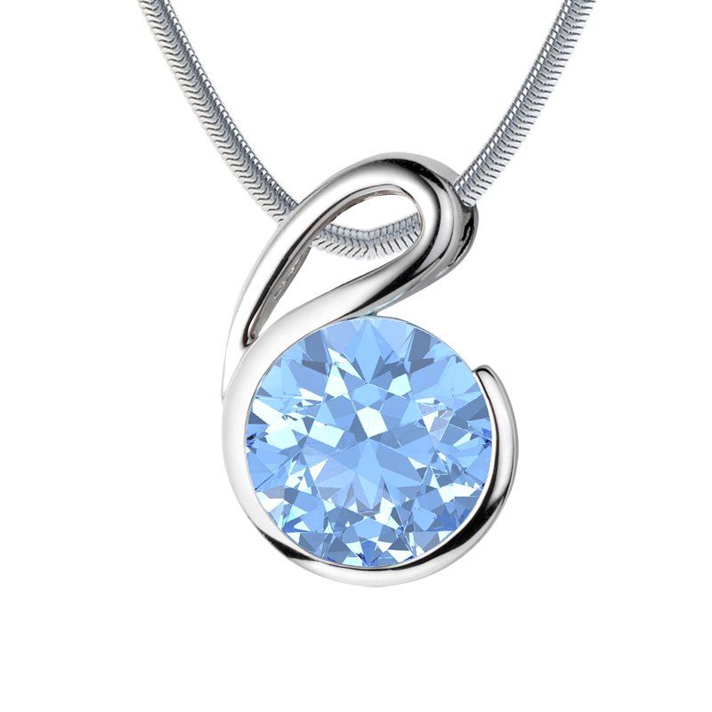 Blauer Topas Weißgoldhalskette Isla Style, Weißgold 585, von vorn