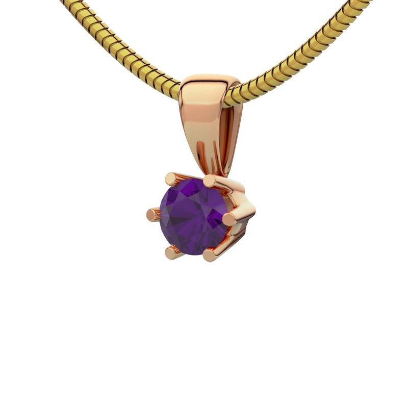 Amethyst Rotgoldhalskette Jamaica, Rotgold 750, von vorn