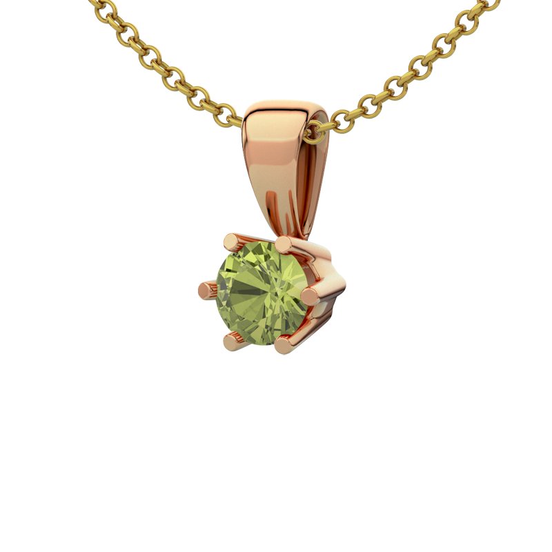 Peridot Rotgoldhalskette Jamaica, Rotgold 750, von vorn
