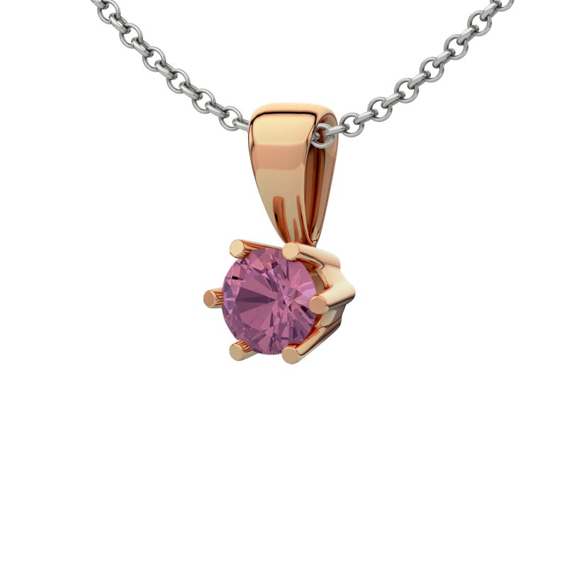 Pinker Turmalin Rotgoldhalskette Jamaica, Rotgold 750, von vorn
