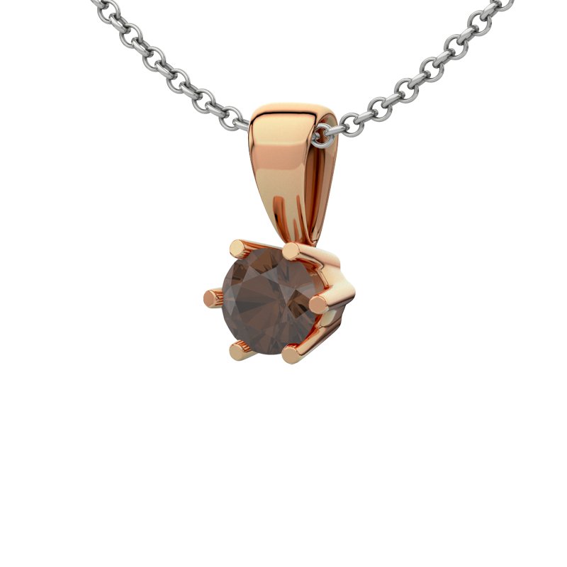 Rauchquarz Rotgoldhalskette Jamaica, Rotgold 585, von vorn