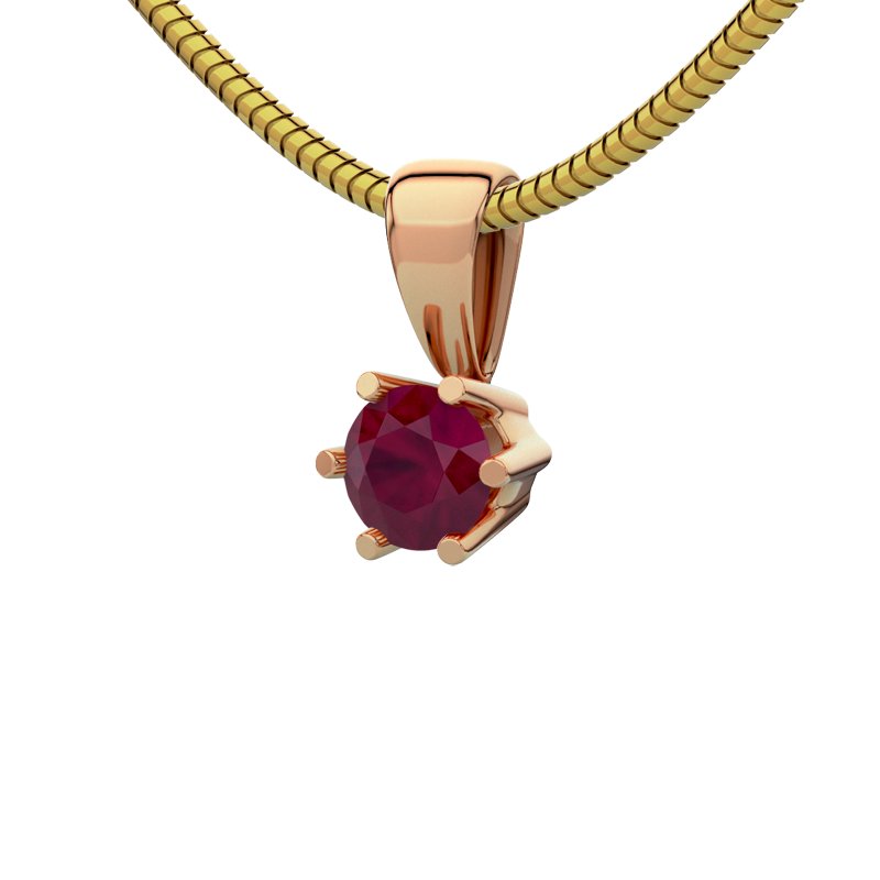 Rubin Rotgoldhalskette Jamaica, Rotgold 750, von vorn