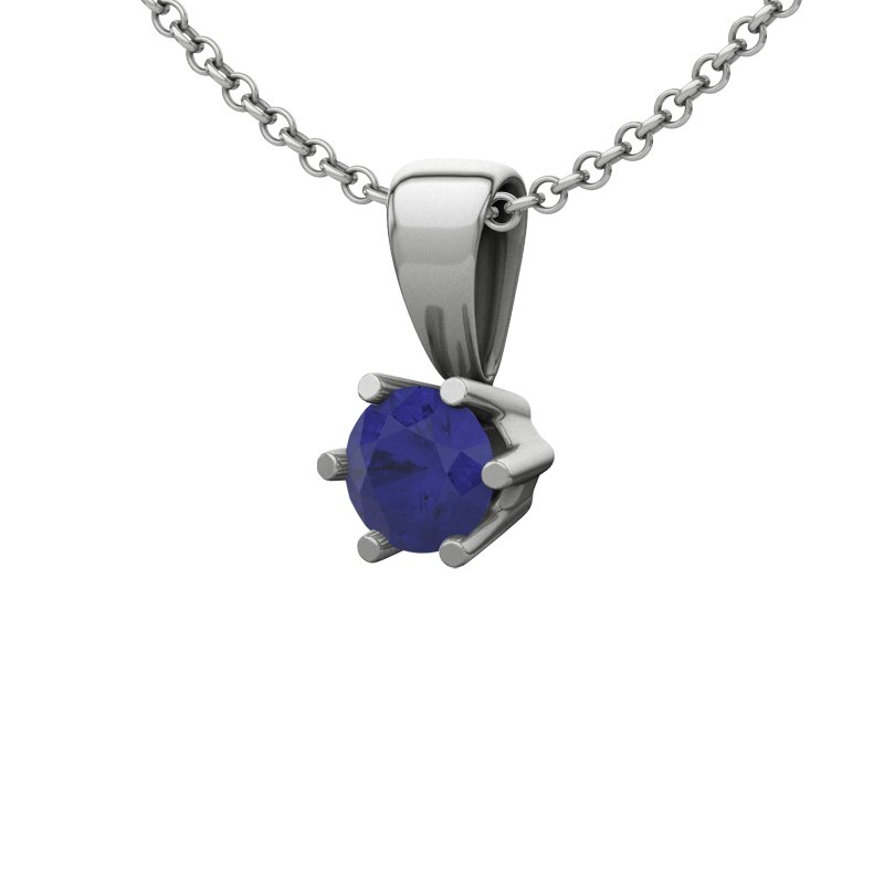 Blauer Saphir Sterlingsilberhalskette Jamaica, Sterlingsilber 925, von vorn