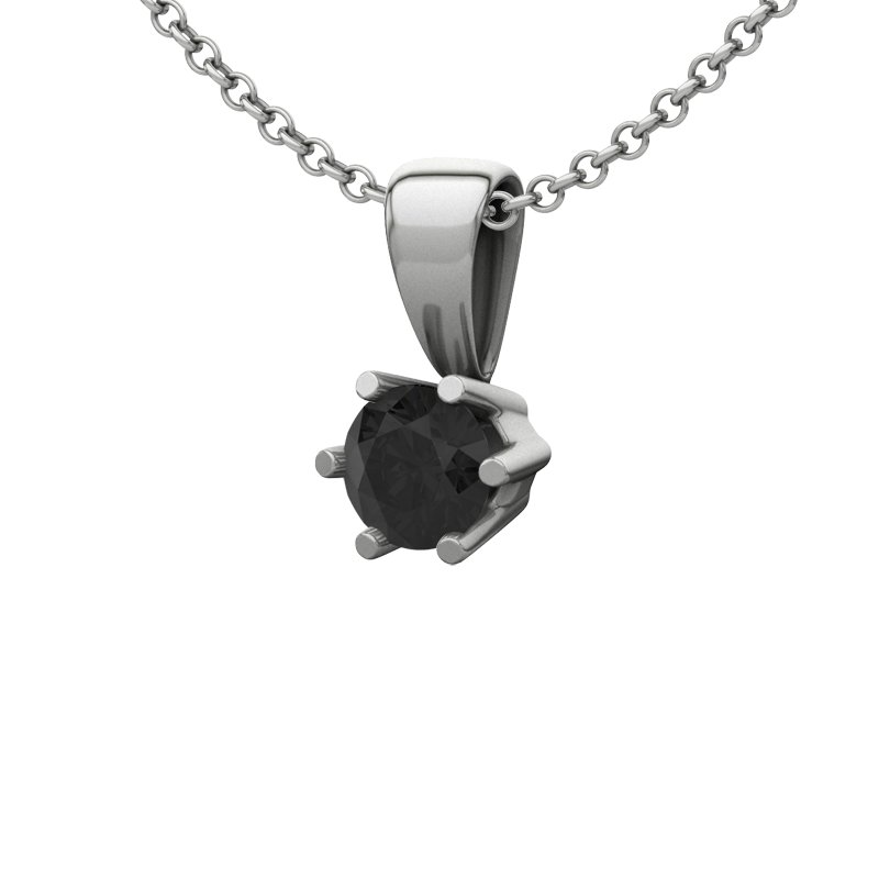 Diamant Schwarz Sterlingsilberhalskette Jamaica, Sterlingsilber 925, von vorn