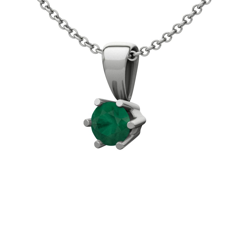 Smaragd Sterlingsilberhalskette Jamaica, Sterlingsilber 925, von vorn