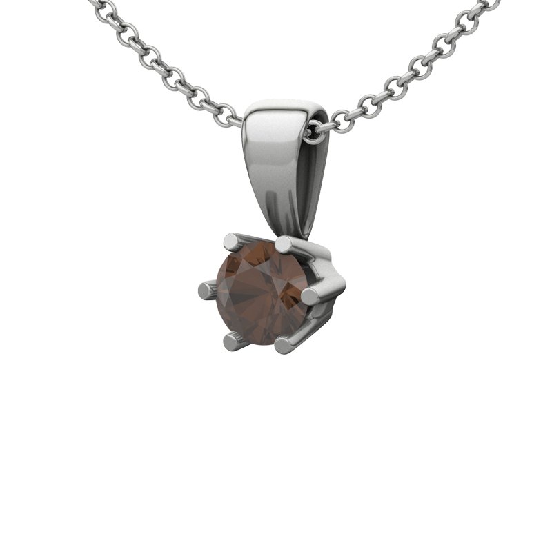 Rauchquarz Weißgoldhalskette Jamaica, Weißgold 585, von vorn