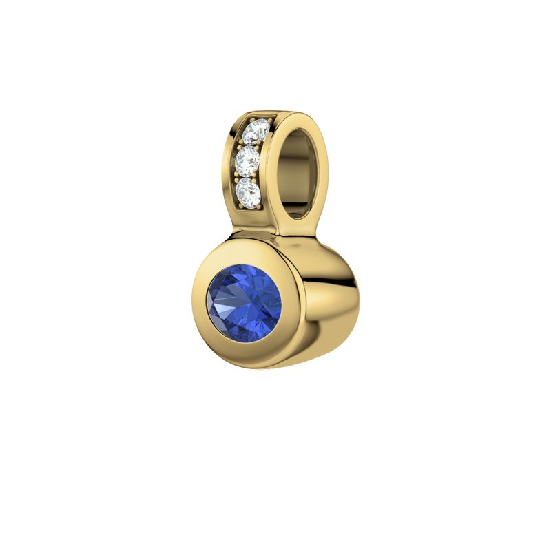 Blauer Saphir Gelbgoldhalskette Jean Daneel, Gelbgold 585, von vorn