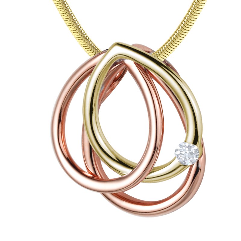 Diamanthalskette Juno, Gelbgold 585, von vorn
