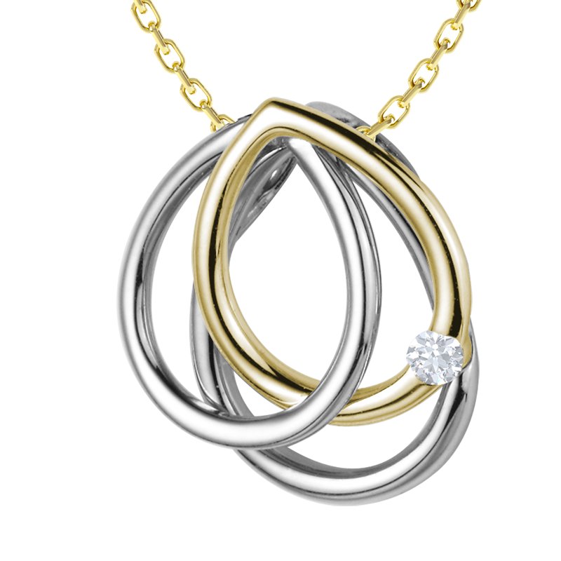 Diamanthalskette Juno, Gelbgold 585, von vorn