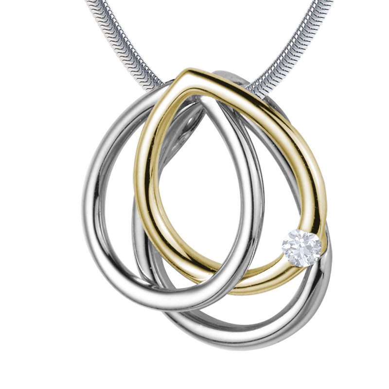 Diamanthalskette Juno, Gelbgold 750, von vorn