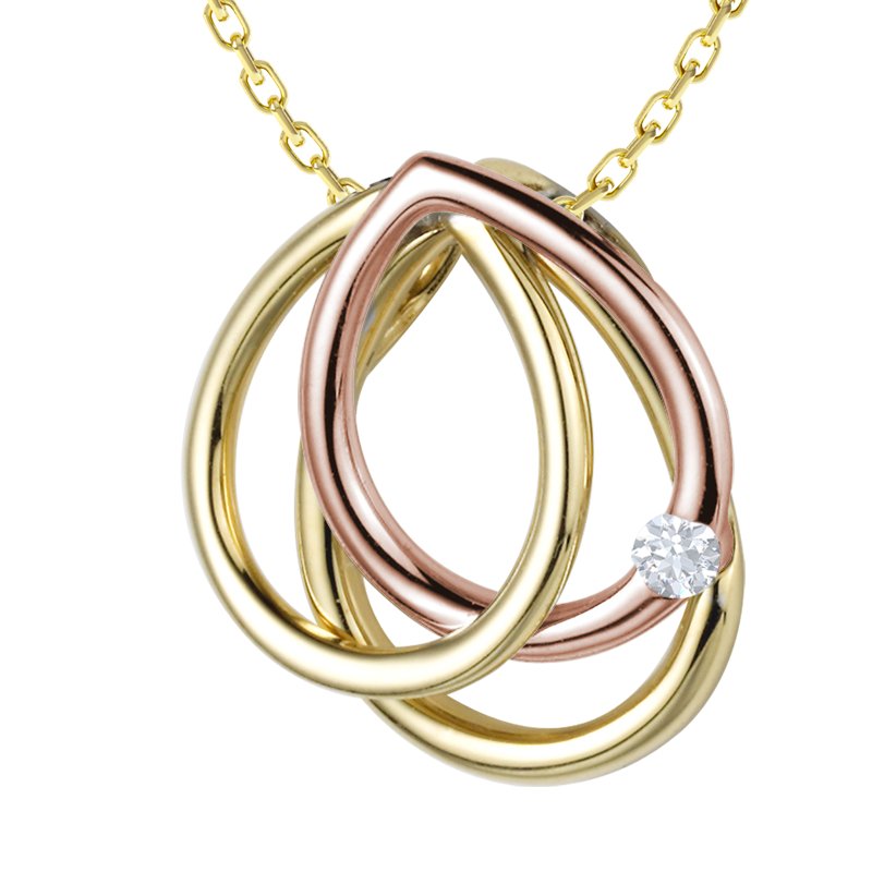 Diamanthalskette Juno, Rotgold 750, von vorn