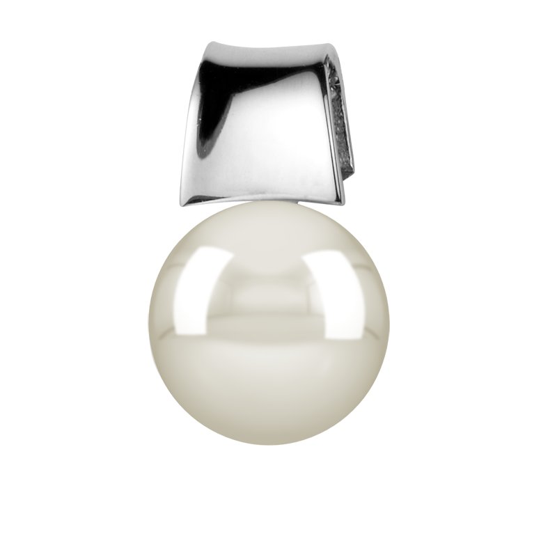 Weiße Süßwasserperlen Weißgoldhalskette Kathryn Lovely, Weißgold 750, von vorn