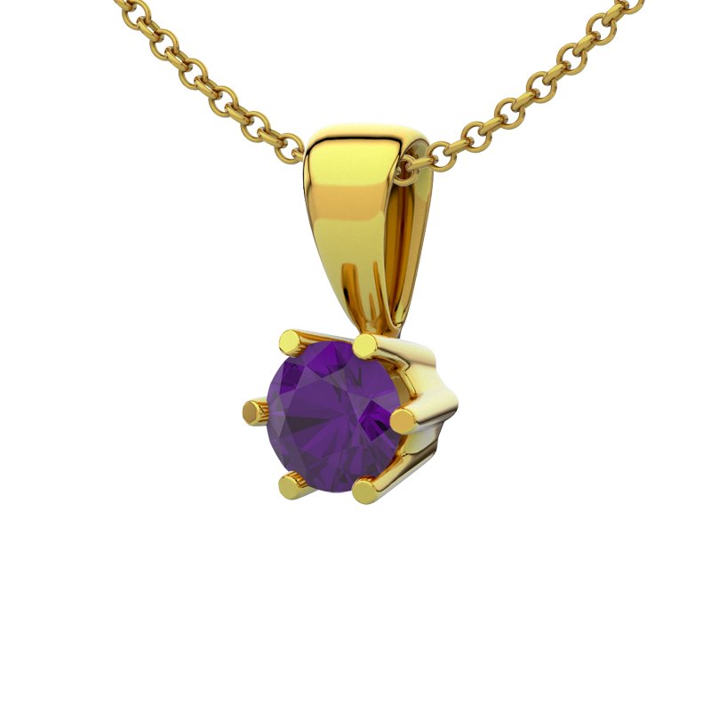 Amethyst Gelbgoldhalskette Ko Samui, Gelbgold 585, von vorn