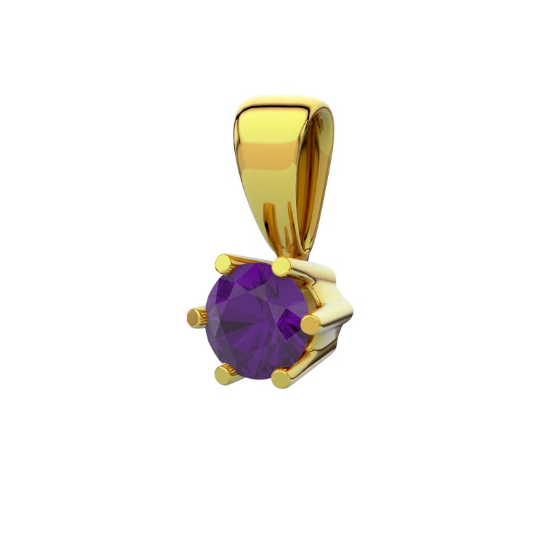 Amethyst Gelbgoldhalskette Ko Samui, Gelbgold 375, von vorn