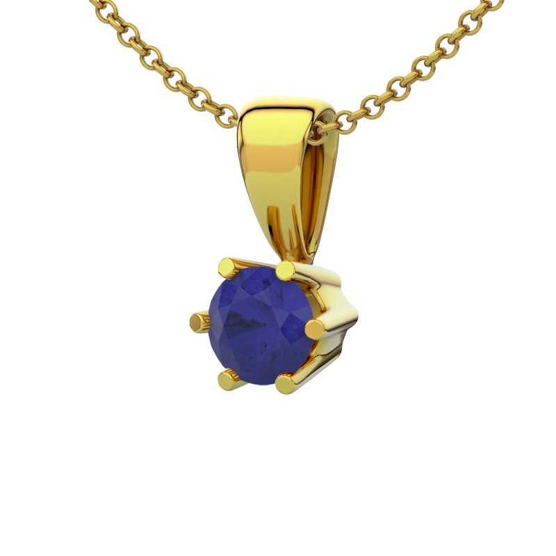 Blauer Saphir Gelbgoldhalskette Ko Samui, Gelbgold 585, von vorn