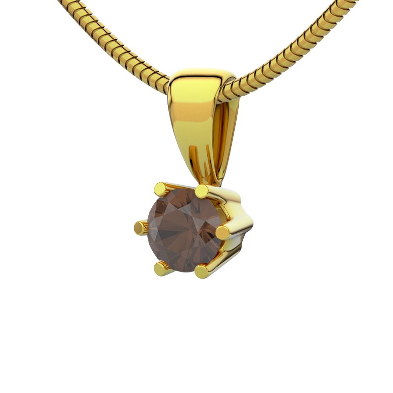 Rauchquarz Gelbgoldhalskette Ko Samui, Gelbgold 585, von vorn