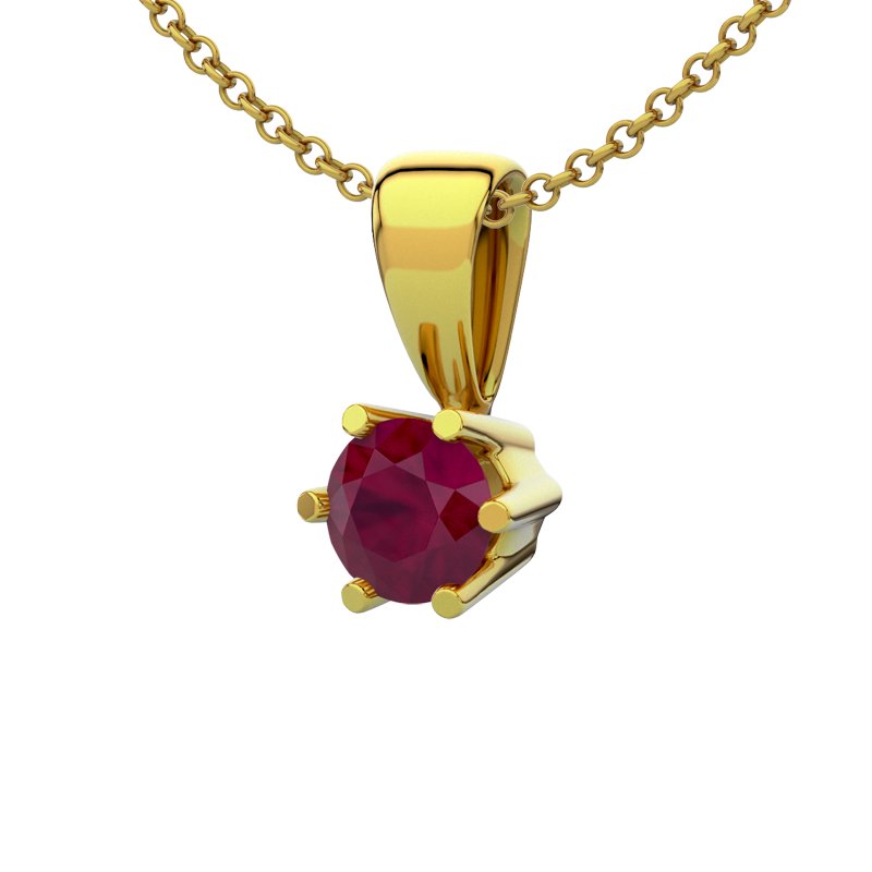 Rubin Gelbgoldhalskette Ko Samui, Gelbgold 585, von vorn
