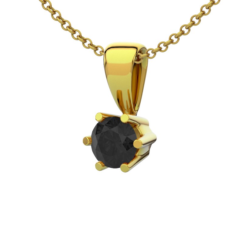 Diamant Schwarz Gelbgoldhalskette Ko Samui, Gelbgold 585, von vorn