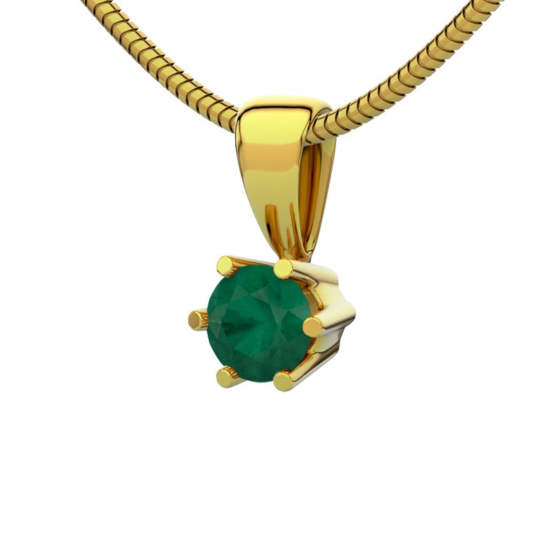 Smaragd Gelbgoldhalskette Ko Samui, Gelbgold 585, von vorn