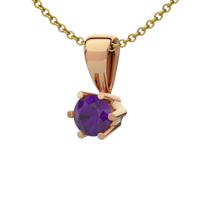 Amethyst Rotgoldhalskette Ko Samui, Rotgold 585, von vorn