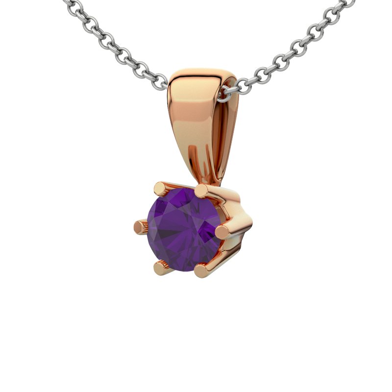 Amethyst Rotgoldhalskette Ko Samui, Rotgold 750, von vorn