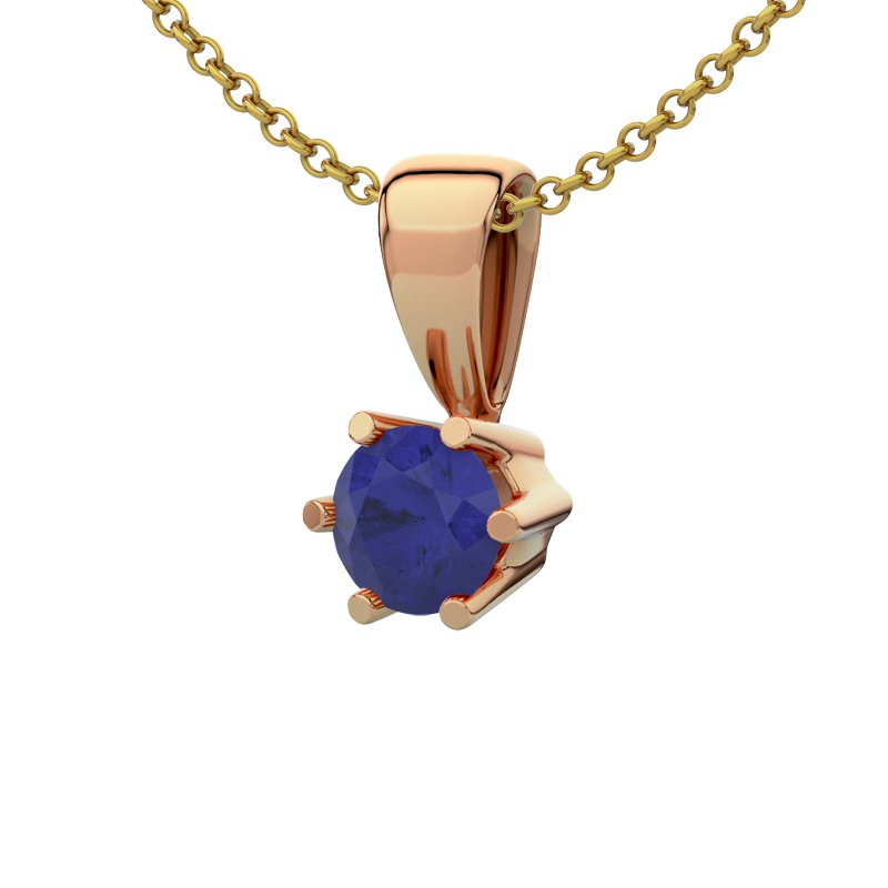 Blauer Saphir Rotgoldhalskette Ko Samui, Rotgold 750, von vorn