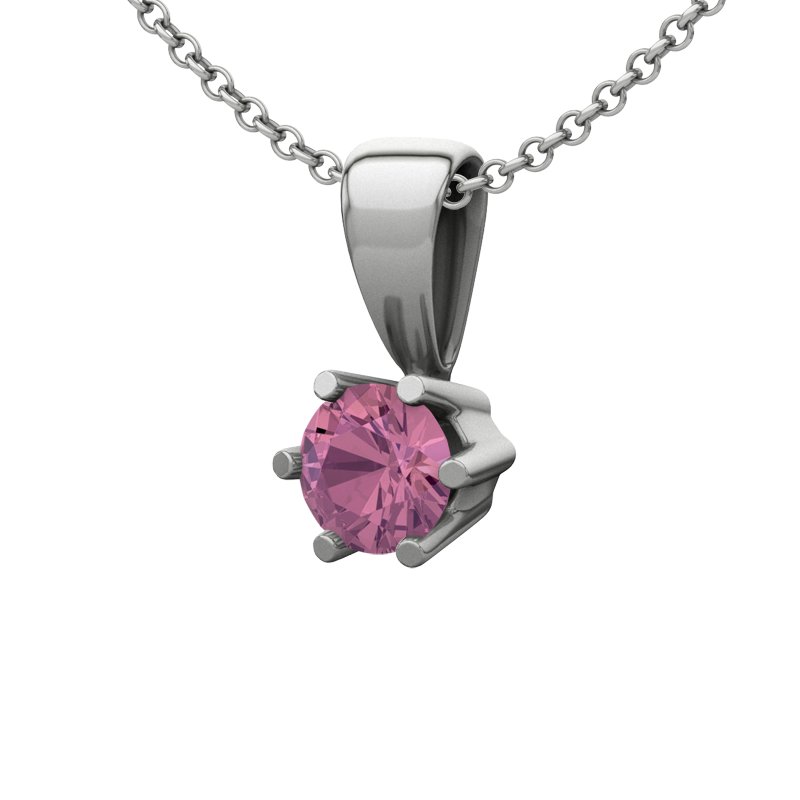 Pinker Turmalin Sterlingsilberhalskette Ko Samui, Sterlingsilber 925, von vorn