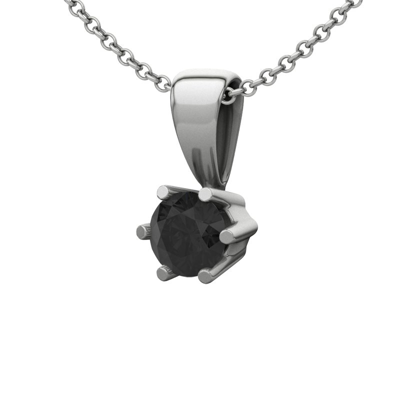 Diamant Schwarz Sterlingsilberhalskette Ko Samui, Sterlingsilber 925, von vorn