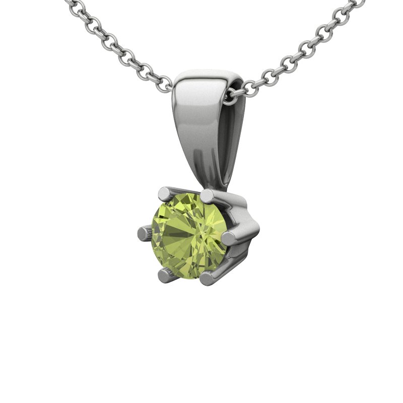 Peridot Weißgoldhalskette Ko Samui, Weißgold 585, von vorn