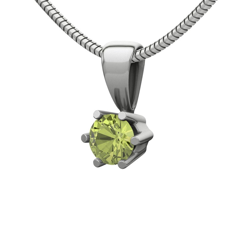 Peridot Weißgoldhalskette Ko Samui, Weißgold 585, von vorn