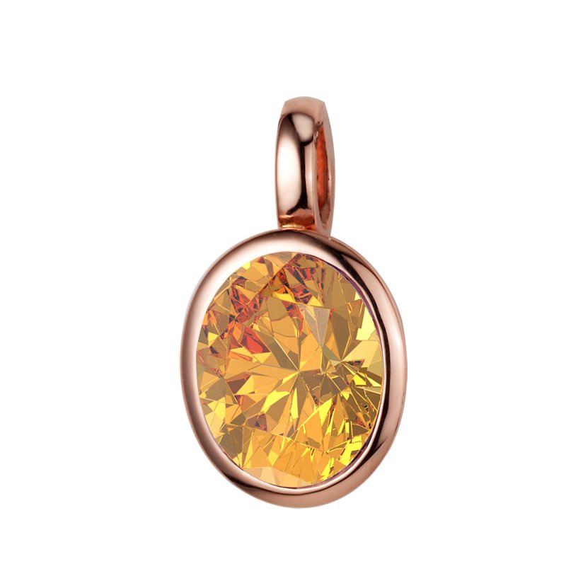 Citrin Rotgoldhalskette Lazanou, Rotgold 585, von vorn
