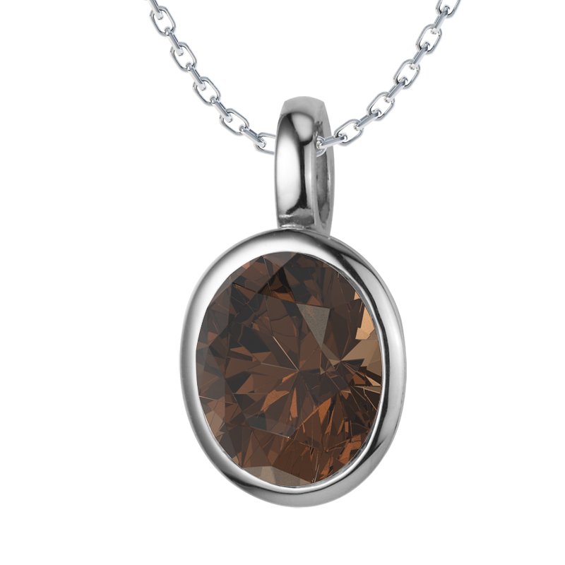 Rauchquarz Sterlingsilberhalskette Lazanou, Sterlingsilber 925, von vorn