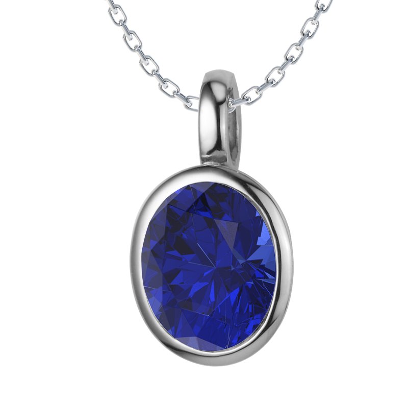 Blauer Saphir Weißgoldhalskette Lazanou, Weißgold 585, von vorn