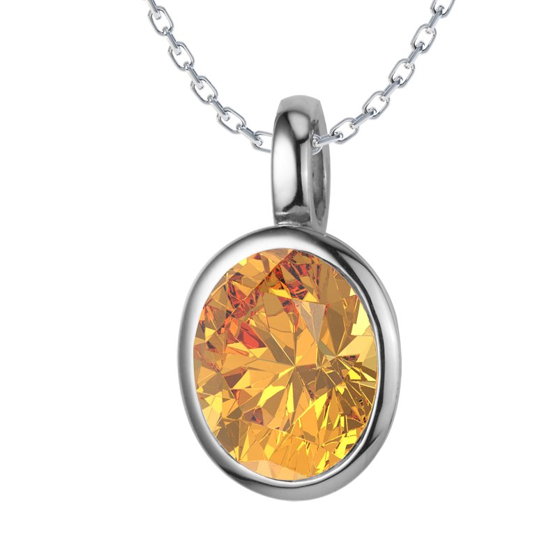 Citrin Weißgoldhalskette Lazanou, Weißgold 585, von vorn