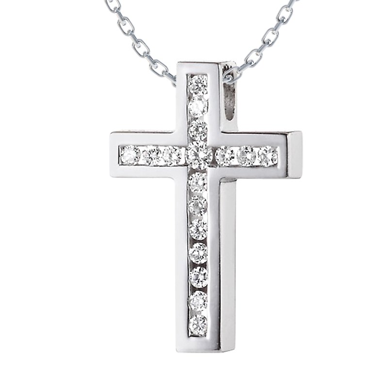 Diamanthalskette Leonie, Sterlingsilber 925, von vorn