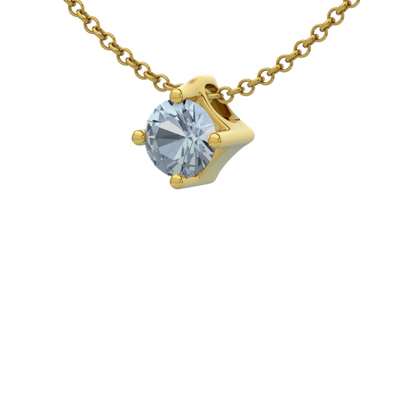 Blauer Topas Gelbgoldhalskette Lissabon, Gelbgold 585, von vorn