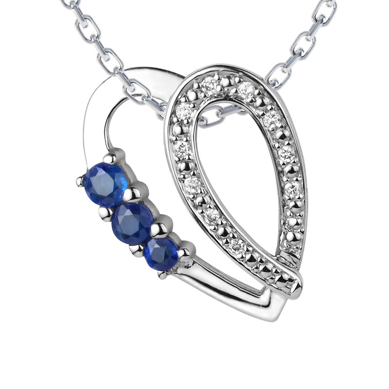 Blauer Saphir Weißgoldhalskette Lucia, Weißgold 585, von vorn