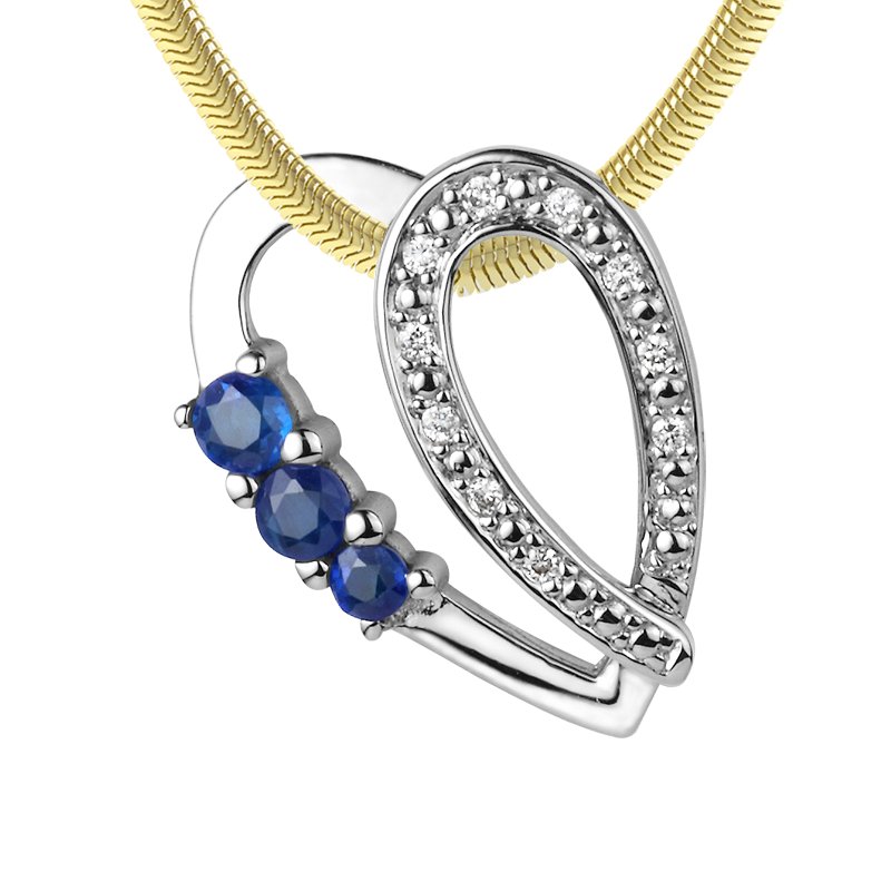 Blauer Saphir Weißgoldhalskette Lucia, Weißgold 585, von vorn