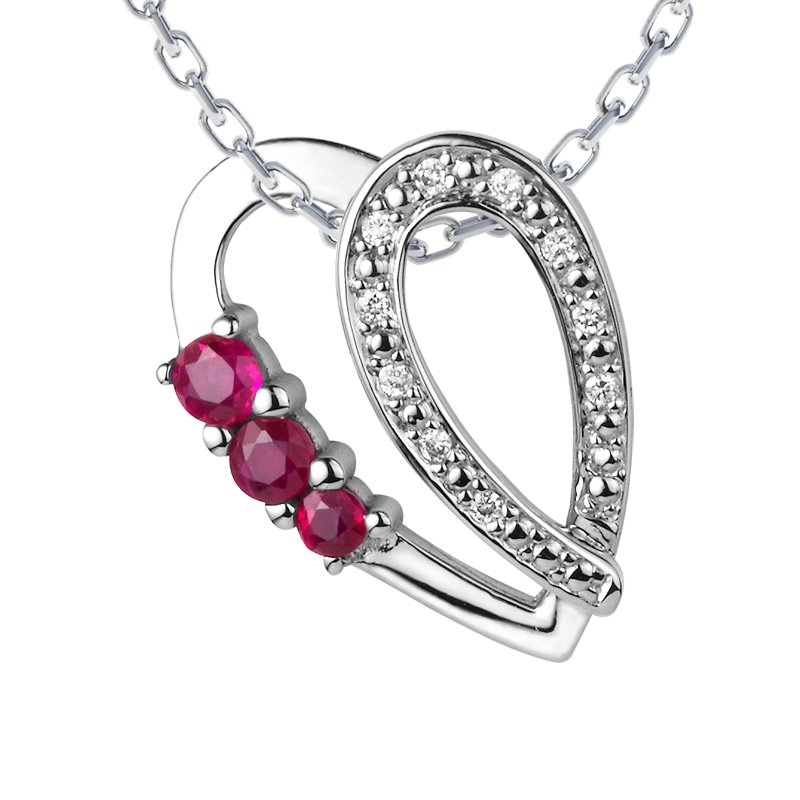 Rubin Weißgoldhalskette Lucia, Weißgold 585, von vorn