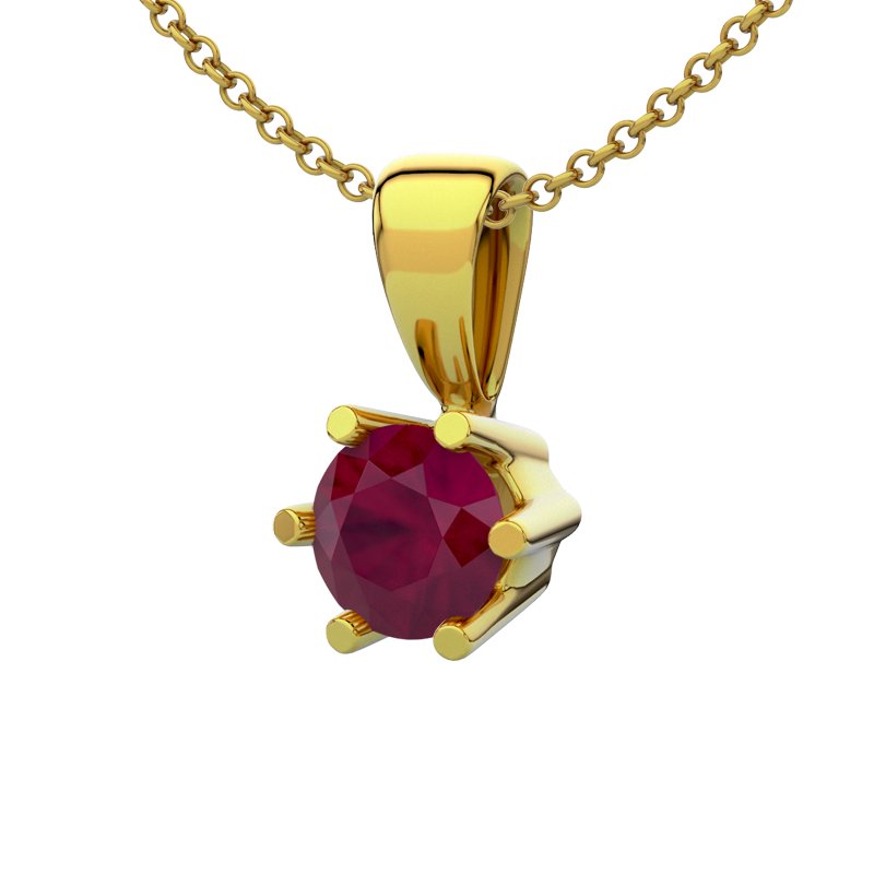 Rubin Gelbgoldhalskette Lugo, Gelbgold 585, von vorn