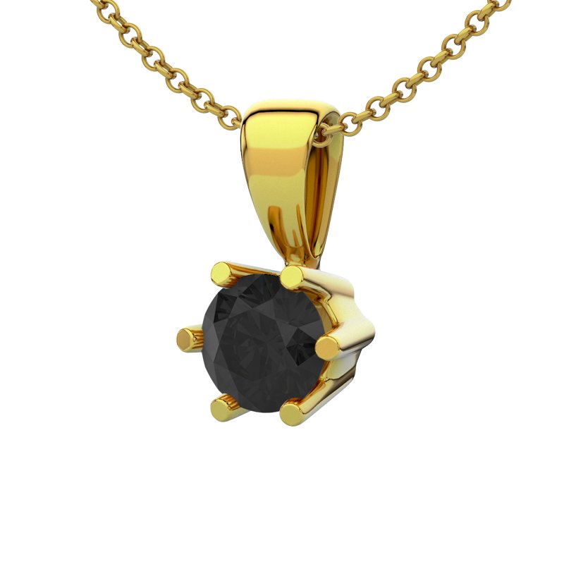 Diamant Schwarz Gelbgoldhalskette Lugo, Gelbgold 585, von vorn