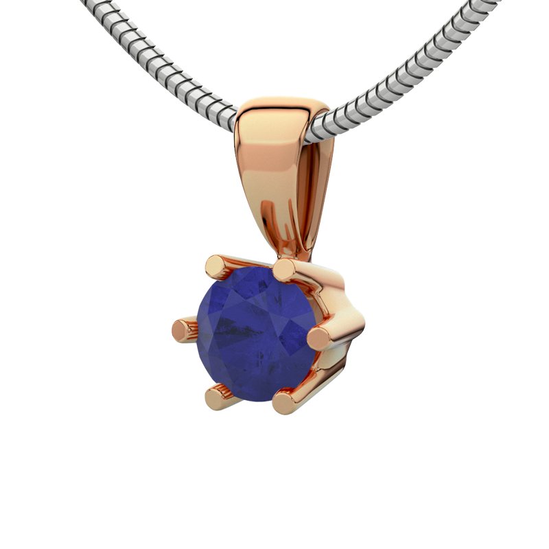 Blauer Saphir Rotgoldhalskette Lugo, Rotgold 750, von vorn