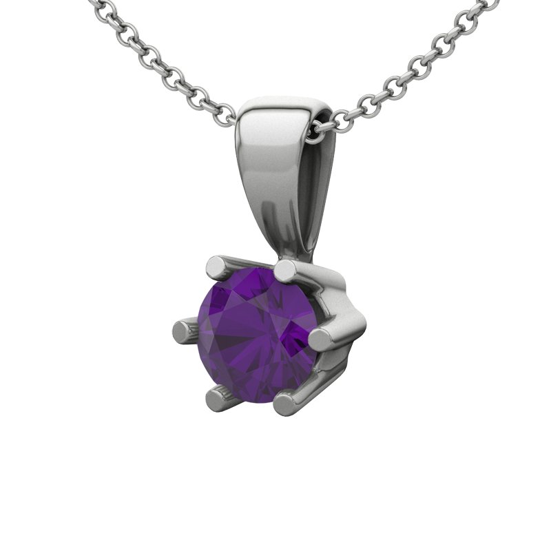 Amethyst Weißgoldhalskette Lugo, Weißgold 585, von vorn