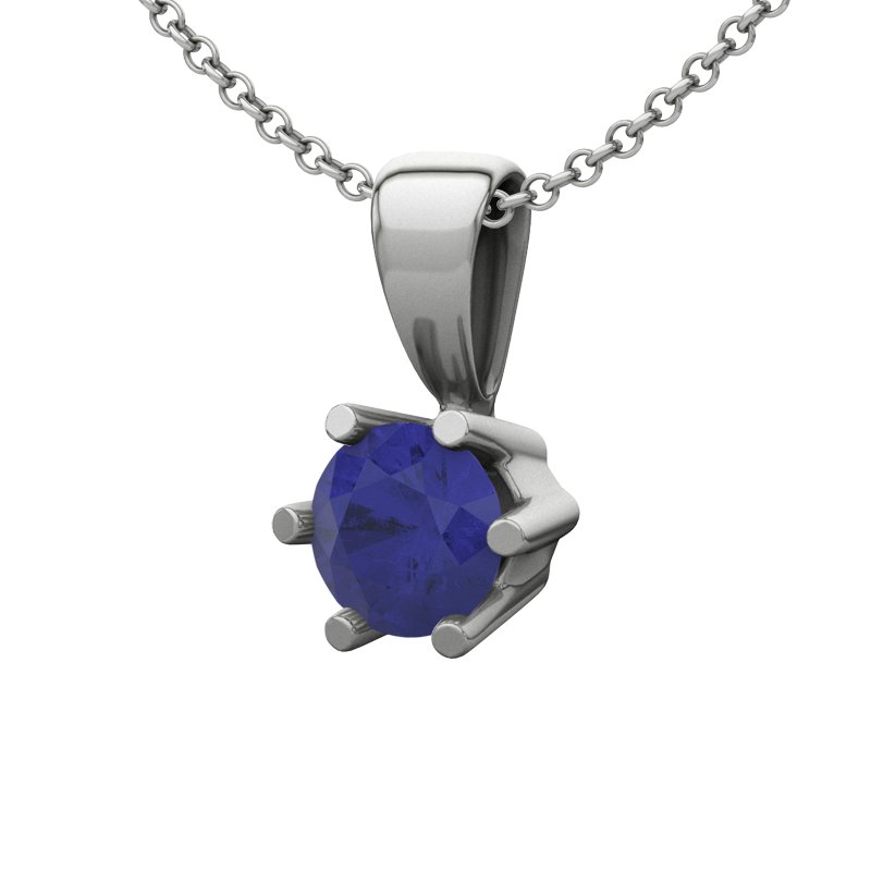 Blauer Saphir Weißgoldhalskette Lugo, Weißgold 585, von vorn