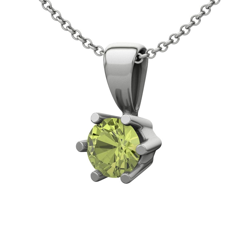 Peridot Weißgoldhalskette Lugo, Weißgold 750, von vorn
